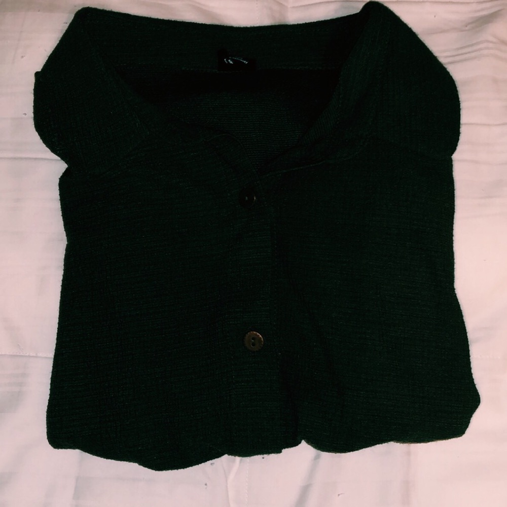 Green botton shirt!